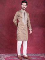 Thumbnail for Jompers Men's Sequins Embroidered Kurta - Beige - Distacart