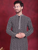 Jompers Men's Sequins Embroidered Kurta - Grey - Distacart