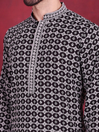 Jompers Men's Sequins Embroidered Kurta - Grey - Distacart