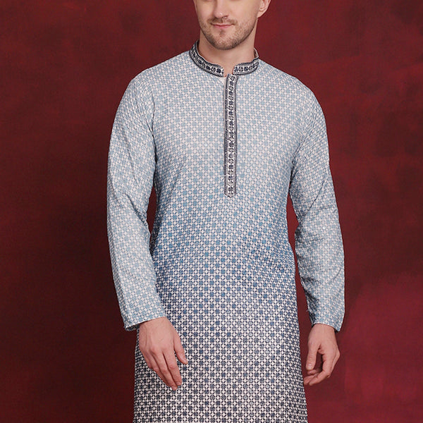 Jompers Men's Sequins Embroidered Kurta - Blue - Distacart