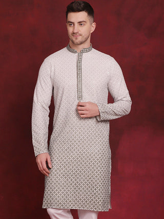 Jompers Men's Sequins Embroidered Kurta - Pista - Distacart