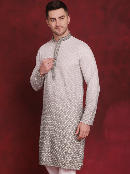 Jompers Men's Sequins Embroidered Kurta - Pista - Distacart