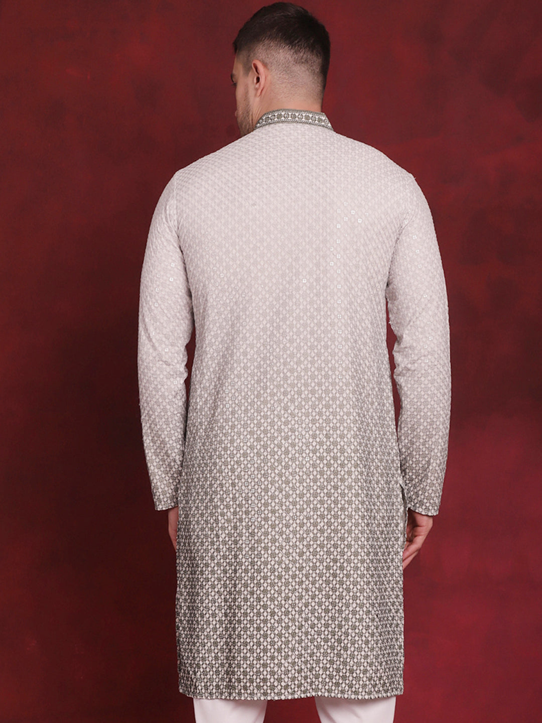Jompers Men's Sequins Embroidered Kurta - Pista - Distacart