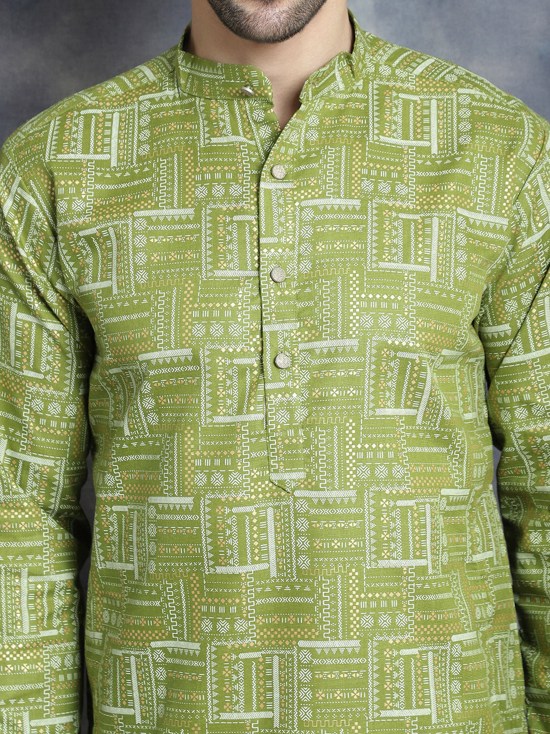 Jompers Men's Printed Kurta - Olive - Distacart