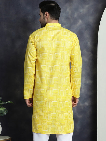 Jompers Men's Printed Kurta - Yellow - Distacart