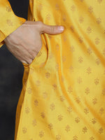 Thumbnail for Jompers Men's Woven Design Silk Blend Kurta - Mustard - Distacart