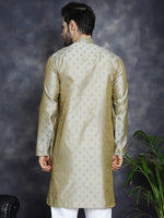 Thumbnail for Jompers Men's Woven Design Silk Blend Kurta - Pista - Distacart