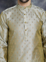 Thumbnail for Jompers Men's Woven Design Silk Blend Kurta - Pista - Distacart