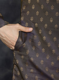 Thumbnail for Jompers Men's Woven Design Silk Blend Kurta - Purple - Distacart