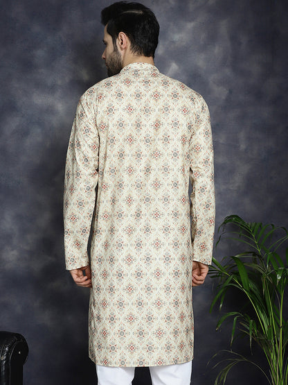 Jompers Men's Golden Foil Printed Kurta - Golden - Distacart