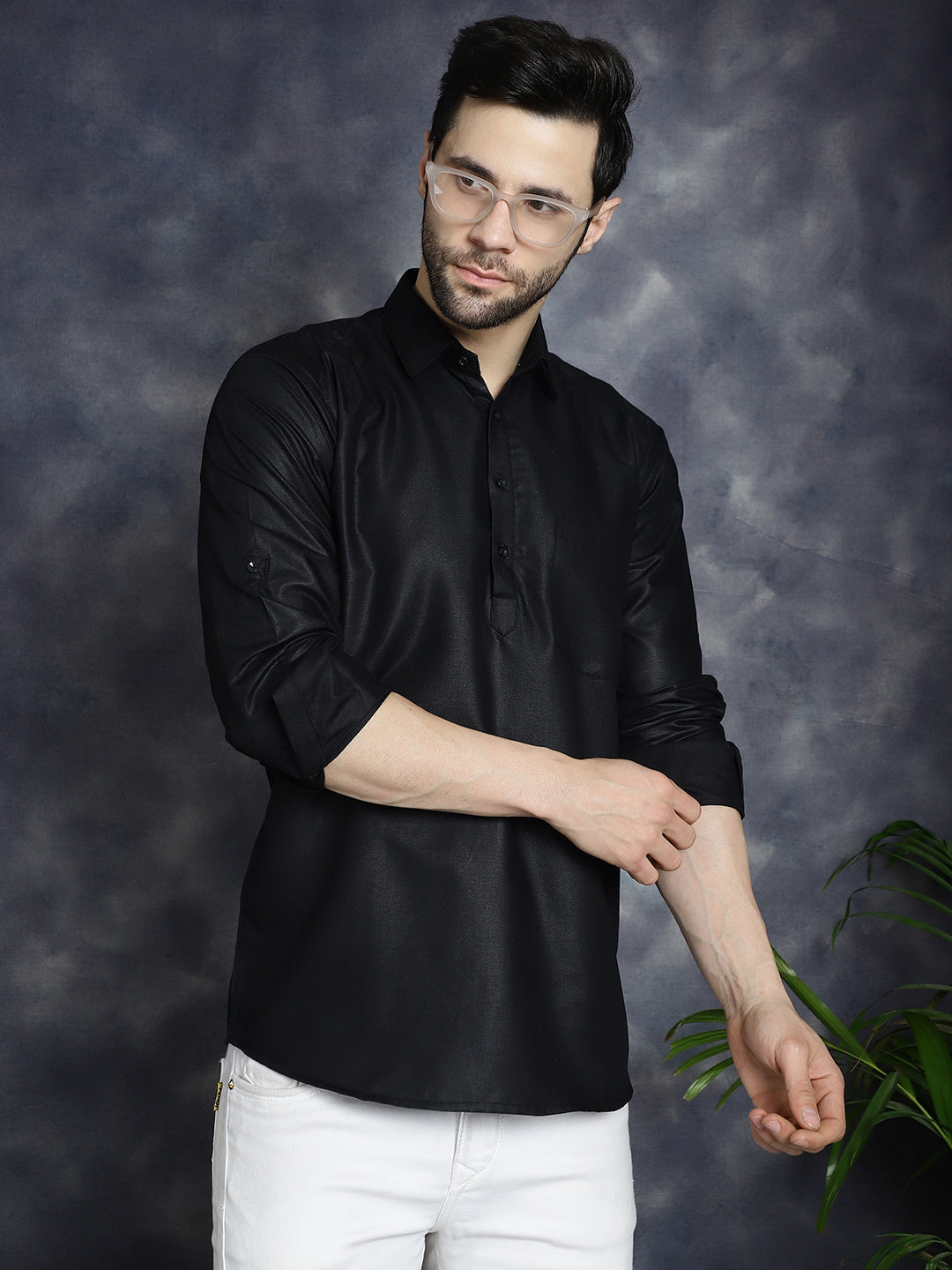Jompers Men's Black Solid Short Kurta - Distacart