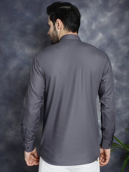 Jompers Men's Grey Solid Short Kurta - Distacart