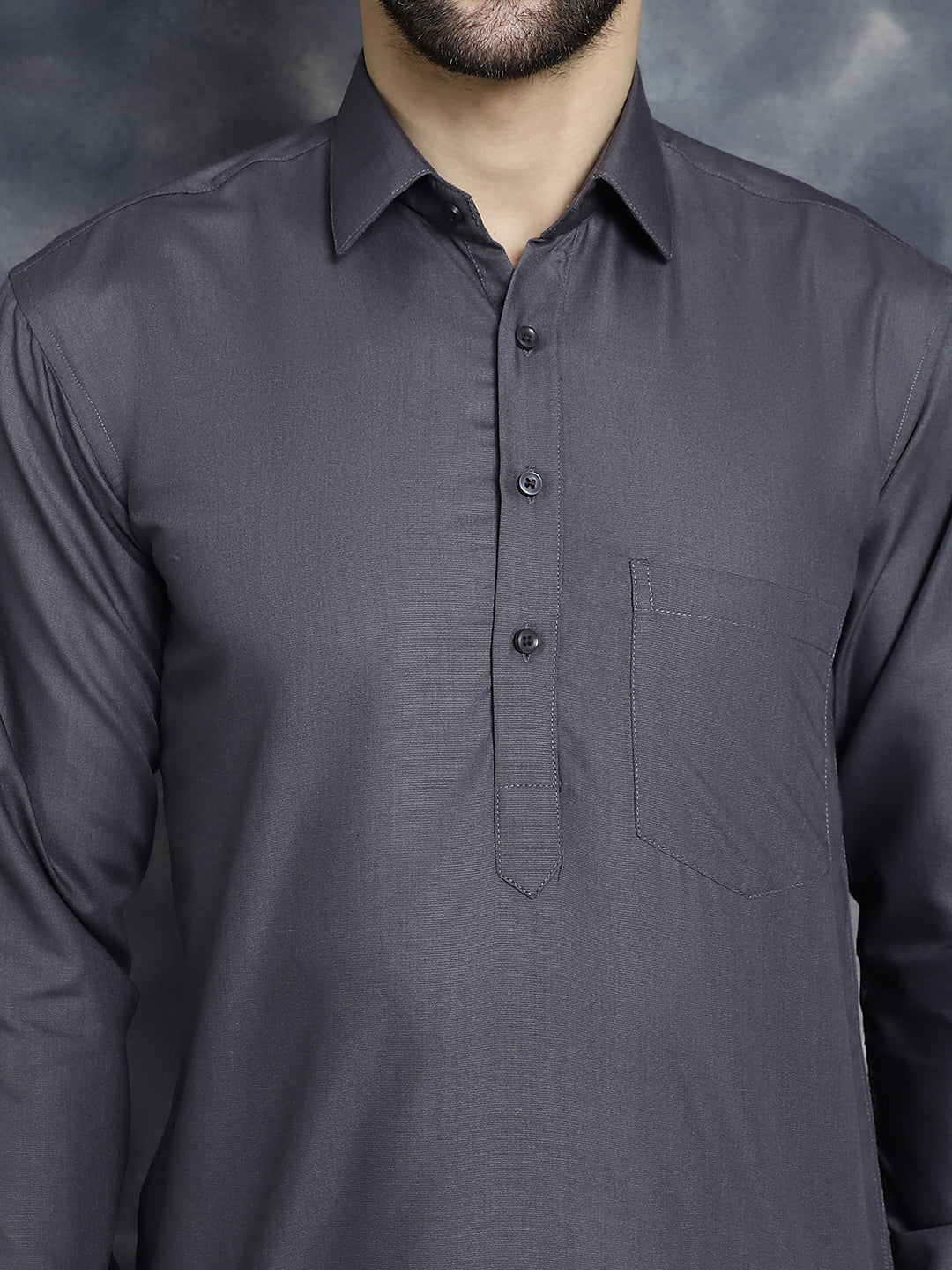 Jompers Men's Grey Solid Short Kurta - Distacart
