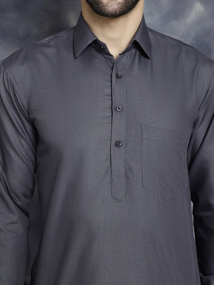 Jompers Men's Grey Solid Short Kurta - Distacart