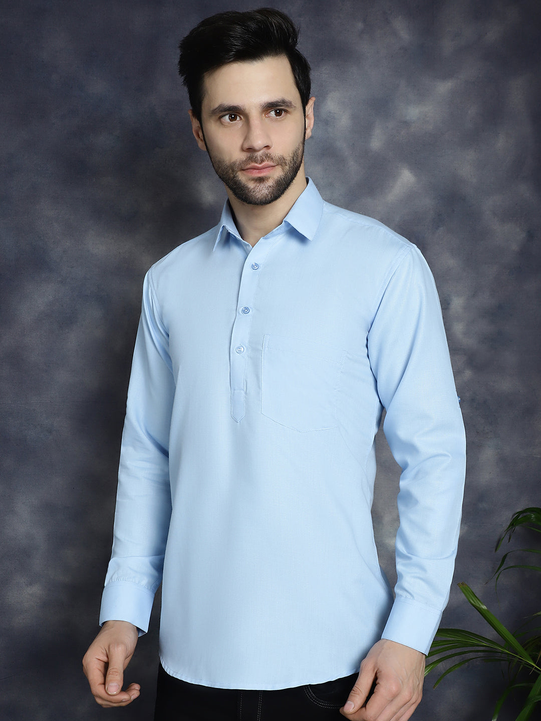 Jompers Men's Light Blue Solid Short Kurta - Distacart