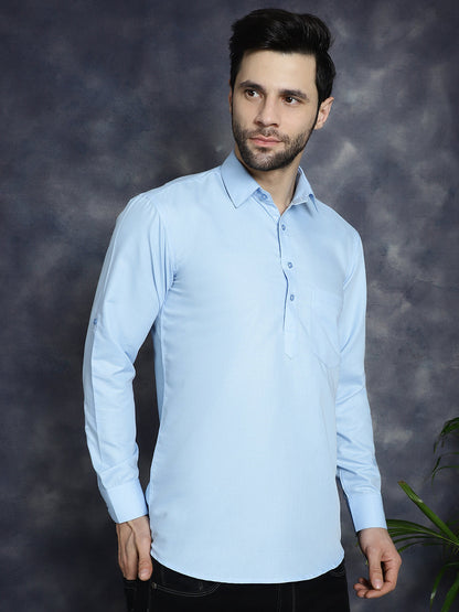 Jompers Men's Light Blue Solid Short Kurta - Distacart