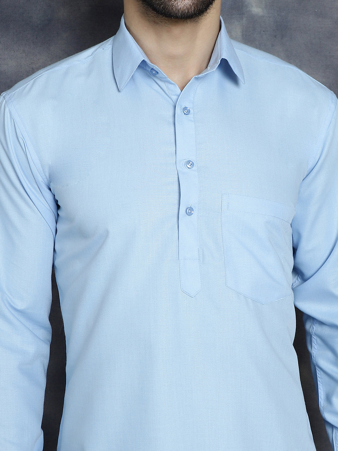 Jompers Men's Light Blue Solid Short Kurta - Distacart
