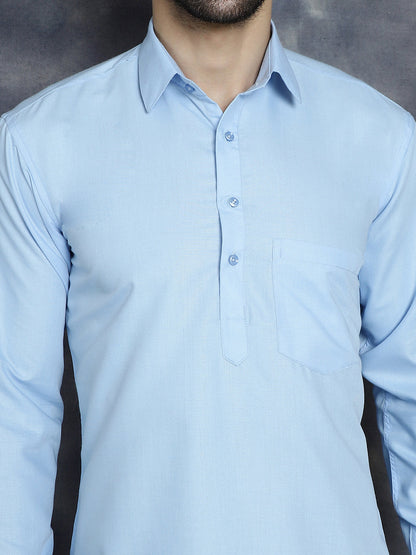 Jompers Men's Light Blue Solid Short Kurta - Distacart