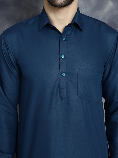Jompers Men's Teal Blue Solid Short Kurta - Distacart