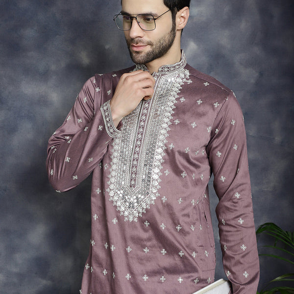 Jompers Men's Sequins Embroidered Kurta - Megenta - Distacart