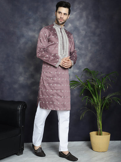 Jompers Men's Sequins Embroidered Kurta - Megenta - Distacart