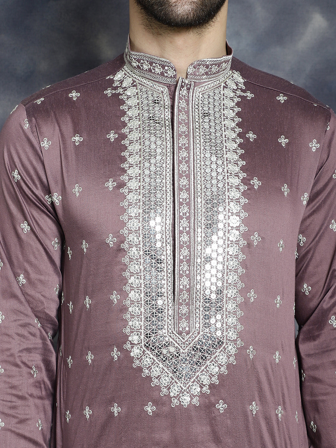 Jompers Men's Sequins Embroidered Kurta - Megenta - Distacart