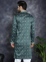 Thumbnail for Jompers Men's Sequins Embroidered Kurta - Olive - Distacart