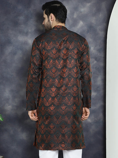 Jompers Men's Bronze Silk Blend Straight Kurta - Bronze - Distacart