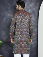 Thumbnail for Jompers Men's Purple Silk Blend Straight Kurta - Purple - Distacart