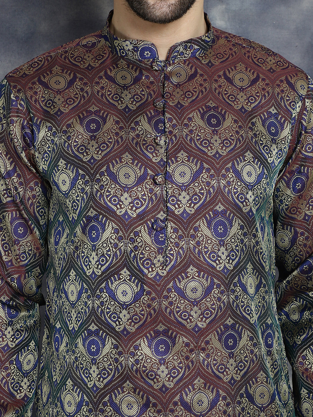 Jompers Men's Purple Silk Blend Straight Kurta - Purple - Distacart