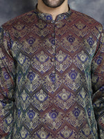 Thumbnail for Jompers Men's Purple Silk Blend Straight Kurta - Purple - Distacart