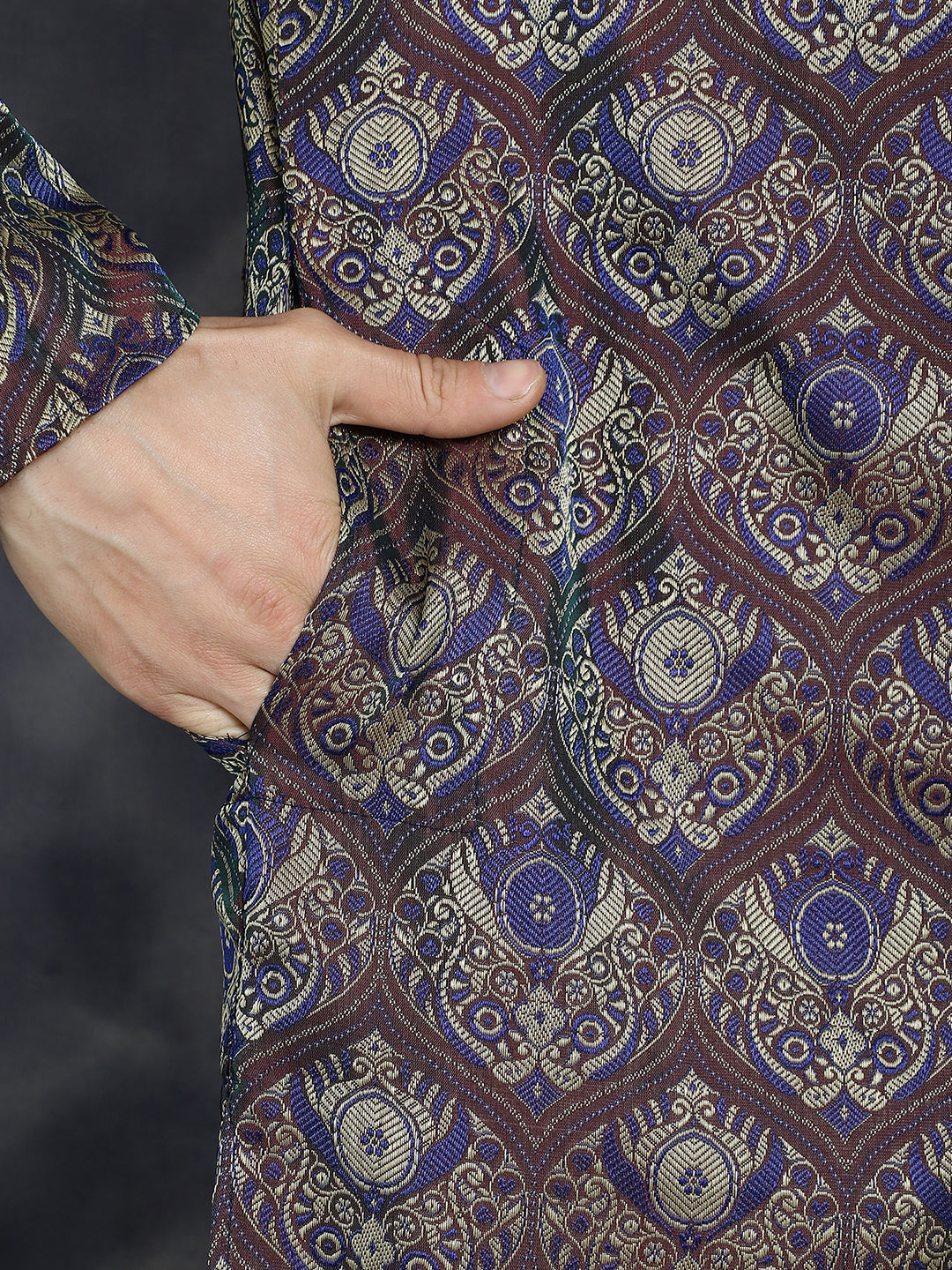 Jompers Men's Purple Silk Blend Straight Kurta - Purple - Distacart