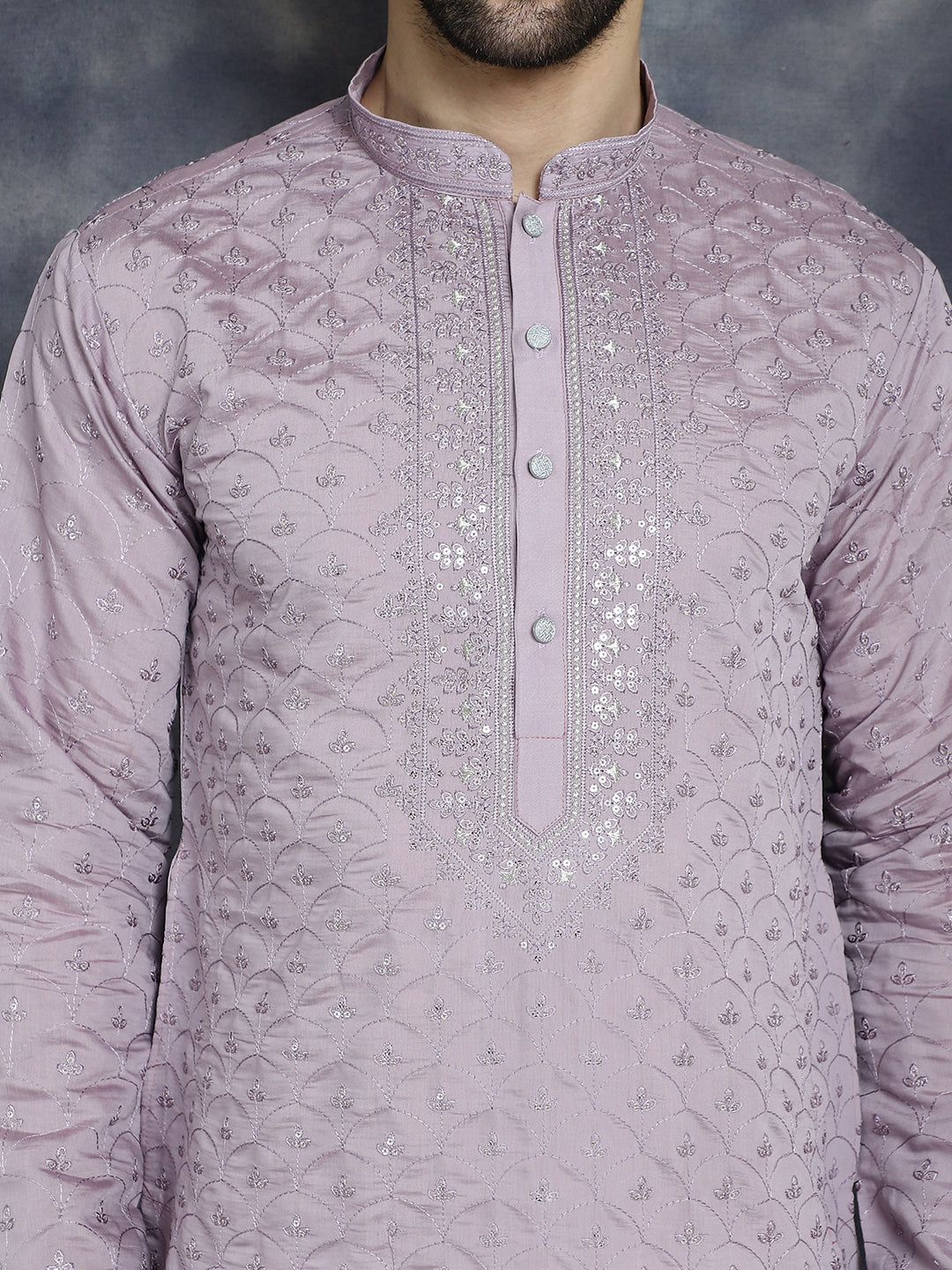 Jompers Men's Sequins Embroidered Kurta - Purple - Distacart