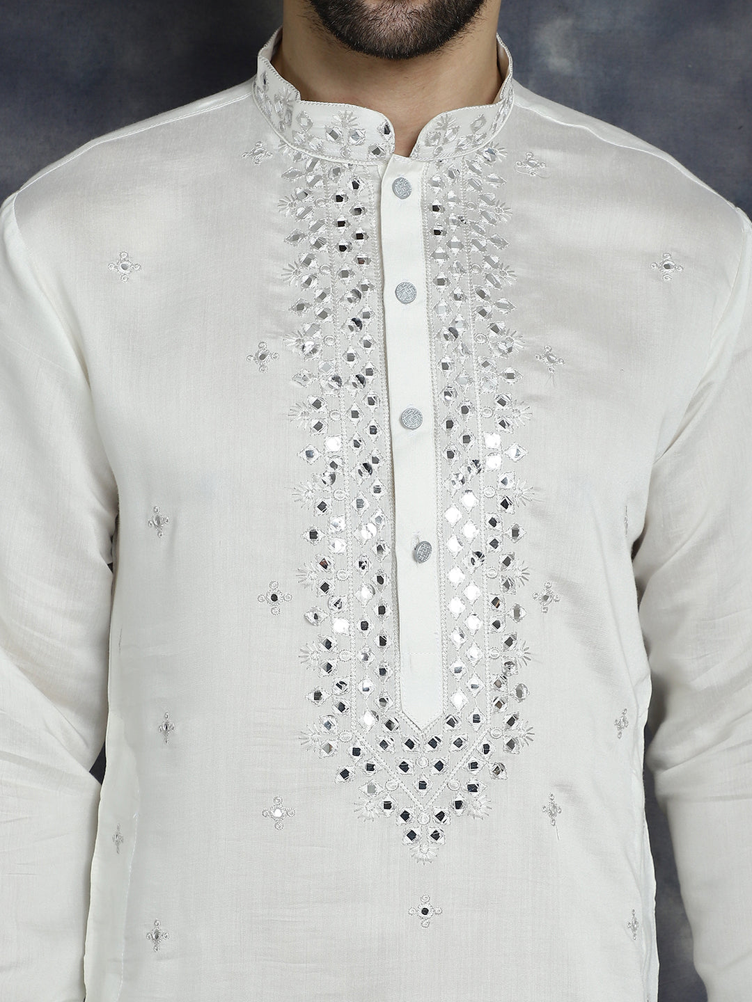 Jompers Men's Embroidered Kurta - White - Distacart