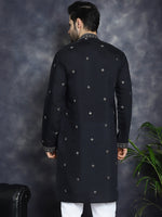 Thumbnail for Jompers Men's Sequins Embroidered Kurta - Black - Distacart