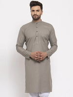 Thumbnail for Jompers Men's Grey & White Solid Kurta Only - Distacart