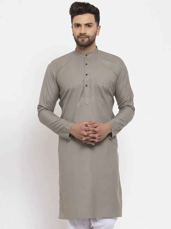 Jompers Men's Grey & White Solid Kurta Only - Distacart