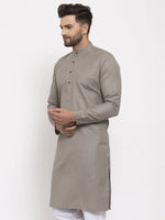 Thumbnail for Jompers Men's Grey & White Solid Kurta Only - Distacart