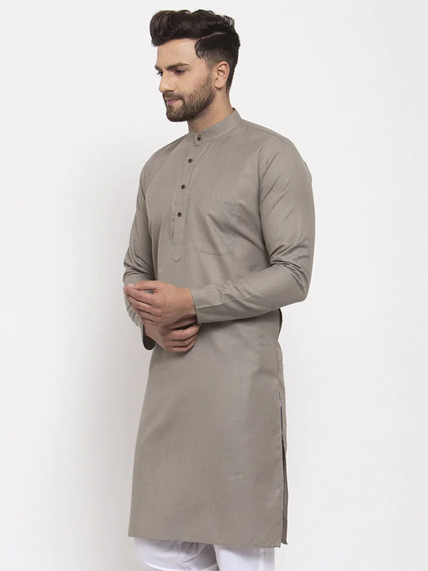 Jompers Men's Grey & White Solid Kurta Only - Distacart