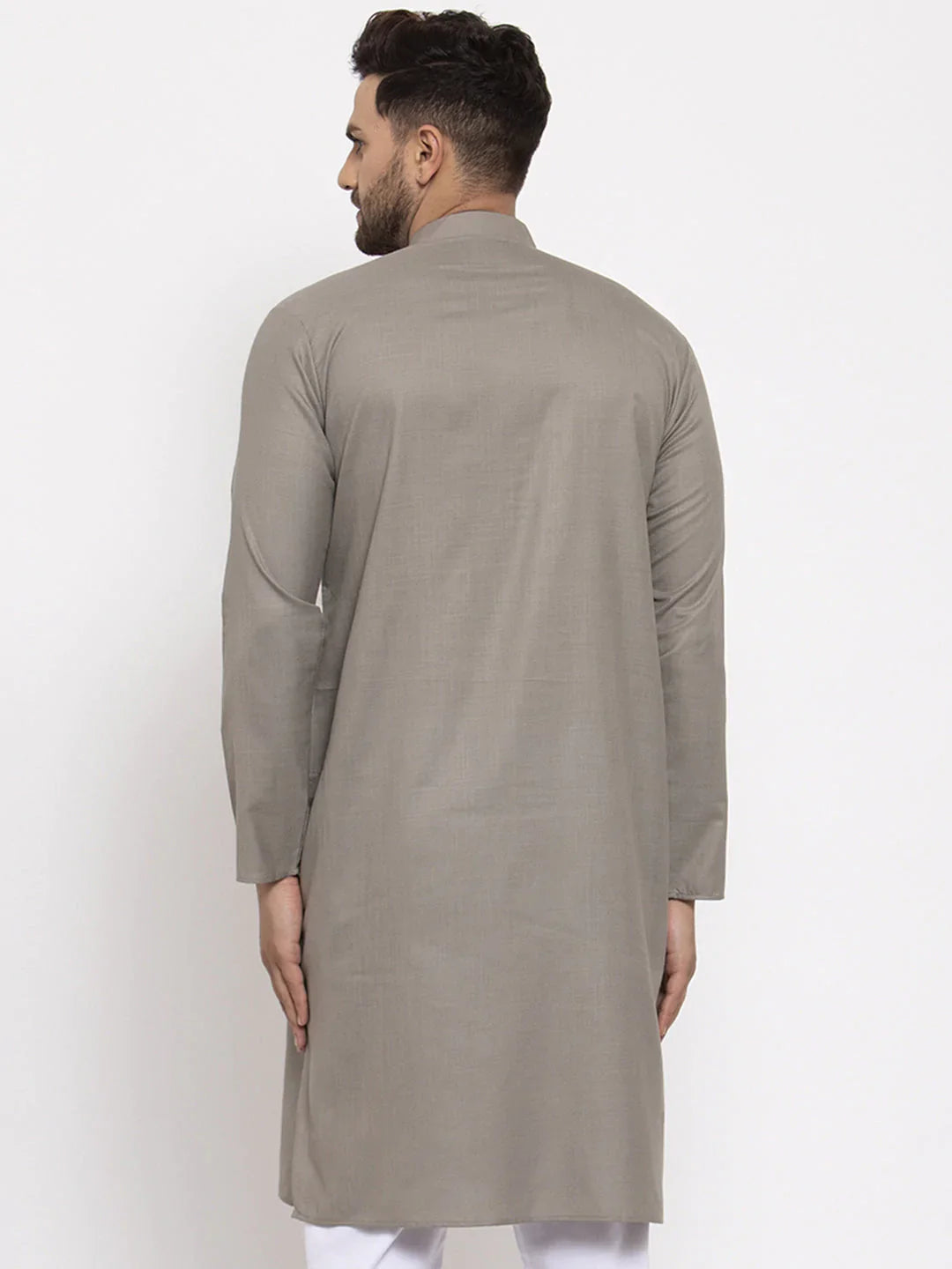 Jompers Men's Grey & White Solid Kurta Only - Distacart