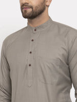 Thumbnail for Jompers Men's Grey & White Solid Kurta Only - Distacart