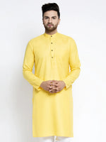 Thumbnail for Jompers Men's Lemon & White Solid Kurta Only - Distacart
