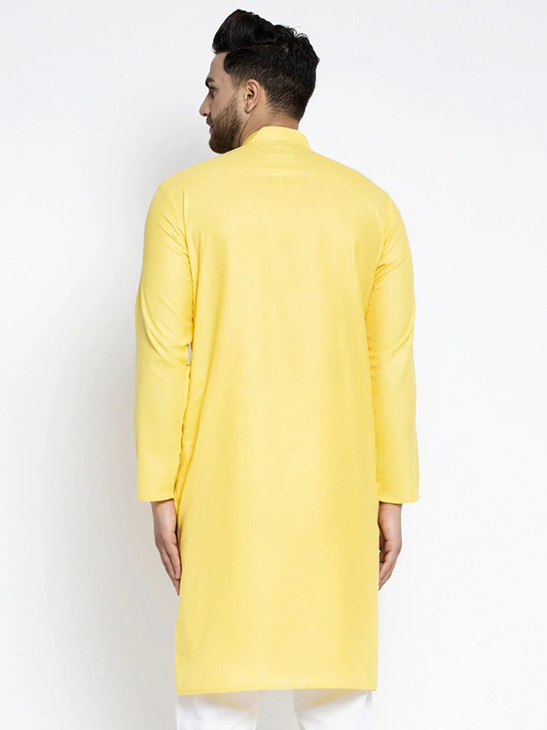 Jompers Men's Lemon & White Solid Kurta Only - Distacart