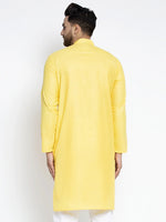 Thumbnail for Jompers Men's Lemon & White Solid Kurta Only - Distacart