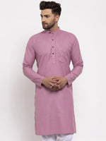 Thumbnail for Jompers Men's Magenta & White Solid Kurta Only - Distacart