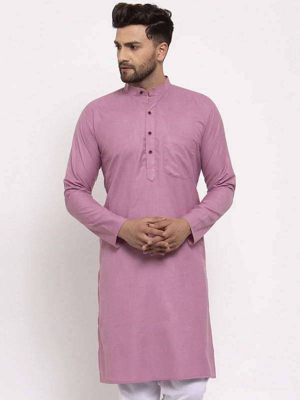 Jompers Men's Magenta & White Solid Kurta Only - Distacart