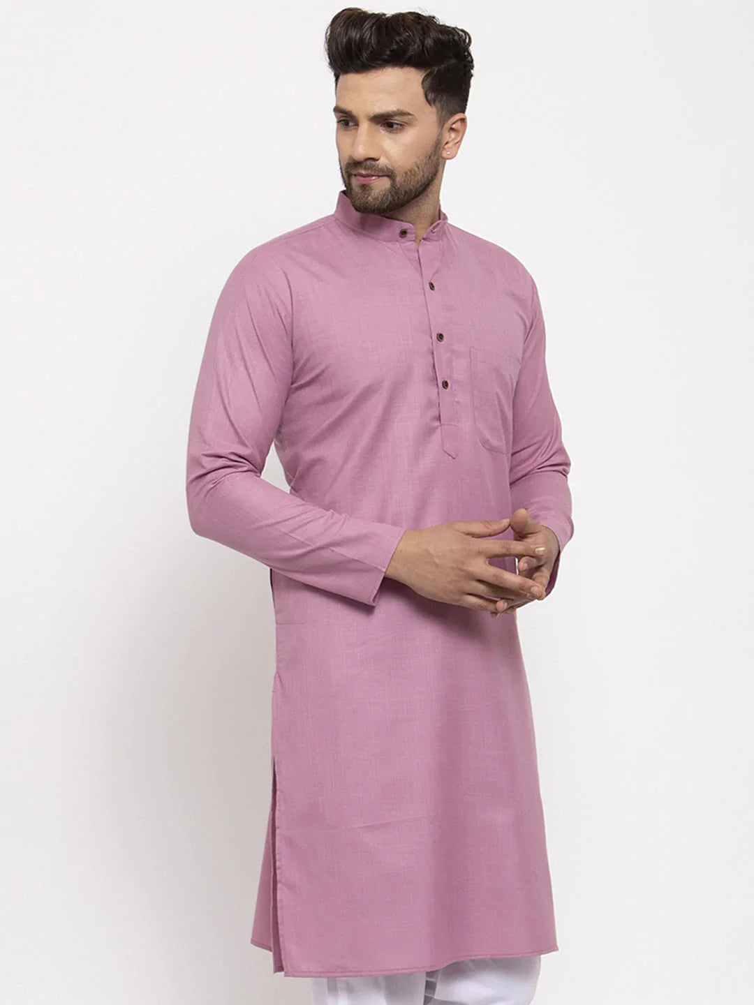 Jompers Men's Magenta & White Solid Kurta Only - Distacart