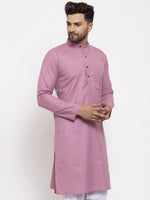 Thumbnail for Jompers Men's Magenta & White Solid Kurta Only - Distacart