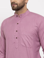 Thumbnail for Jompers Men's Magenta & White Solid Kurta Only - Distacart