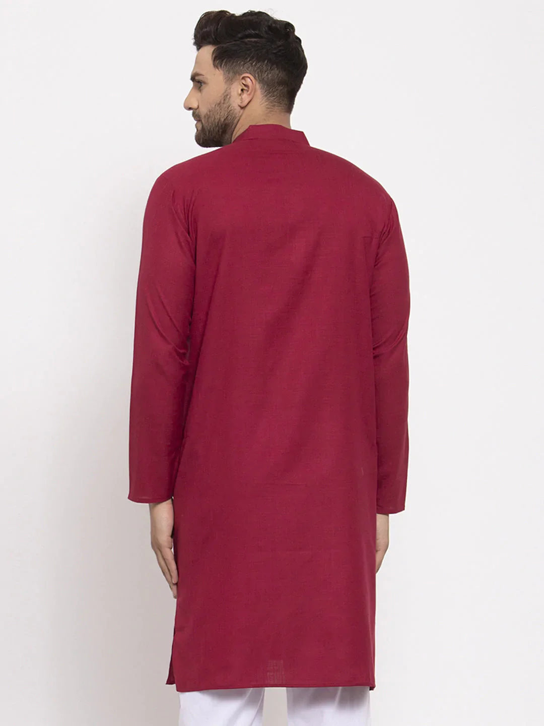 Jompers Men's Maroon & White Solid Kurta Only - Distacart
